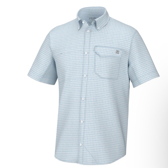 NWT Mens Huk Tide Break Point Short Sleeve Light Blue Size Large - Picture 1 of 9